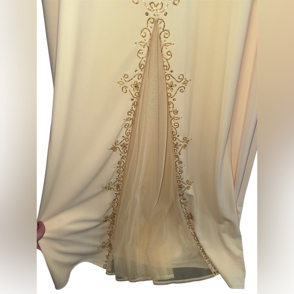 Dave & Johnny Beaded Formal Dress Champagne Yellow/Gold Size 5/6 - Picture 12 of 14